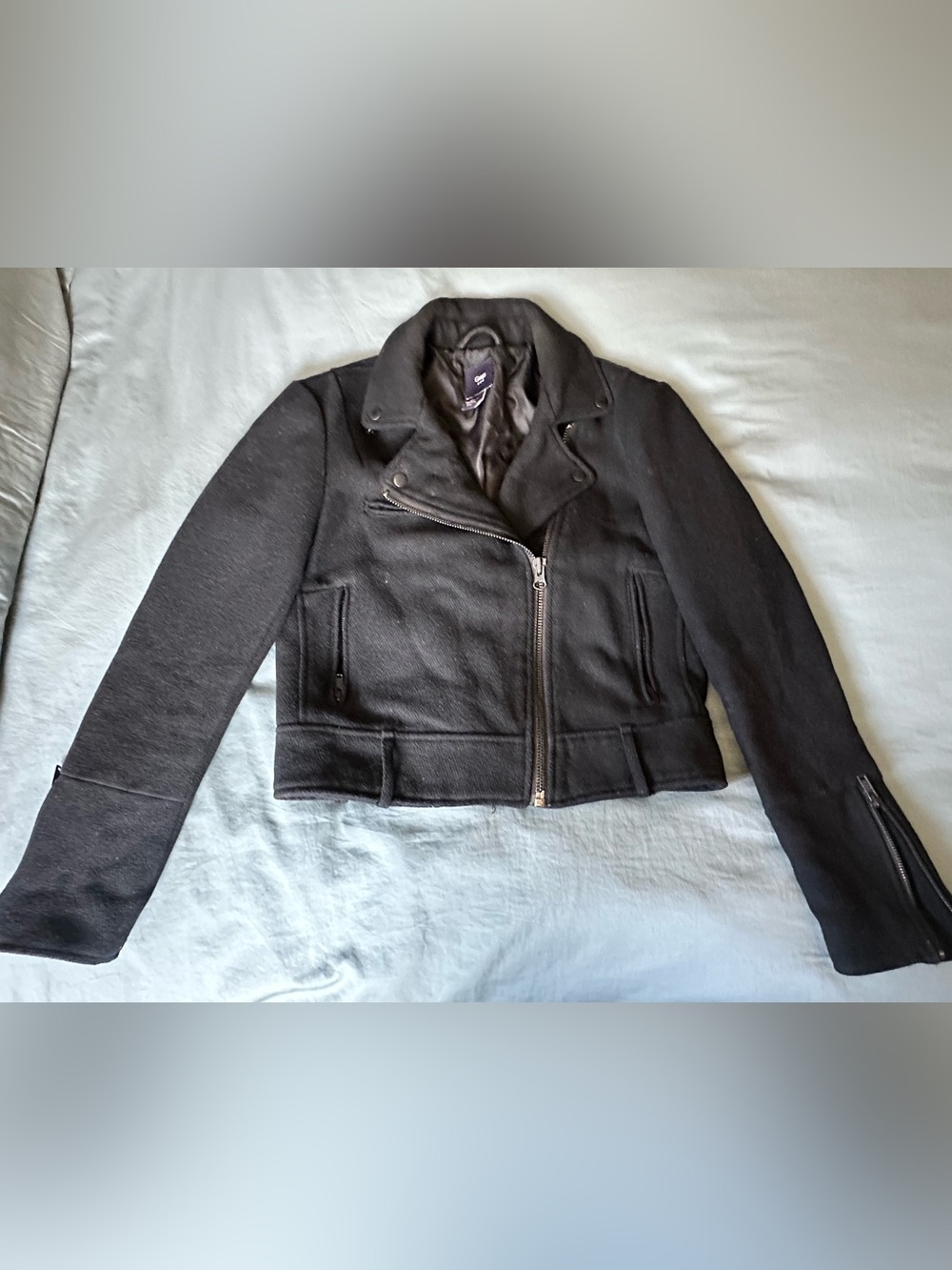GAP Women's Black Moto-Style Jacket Wool